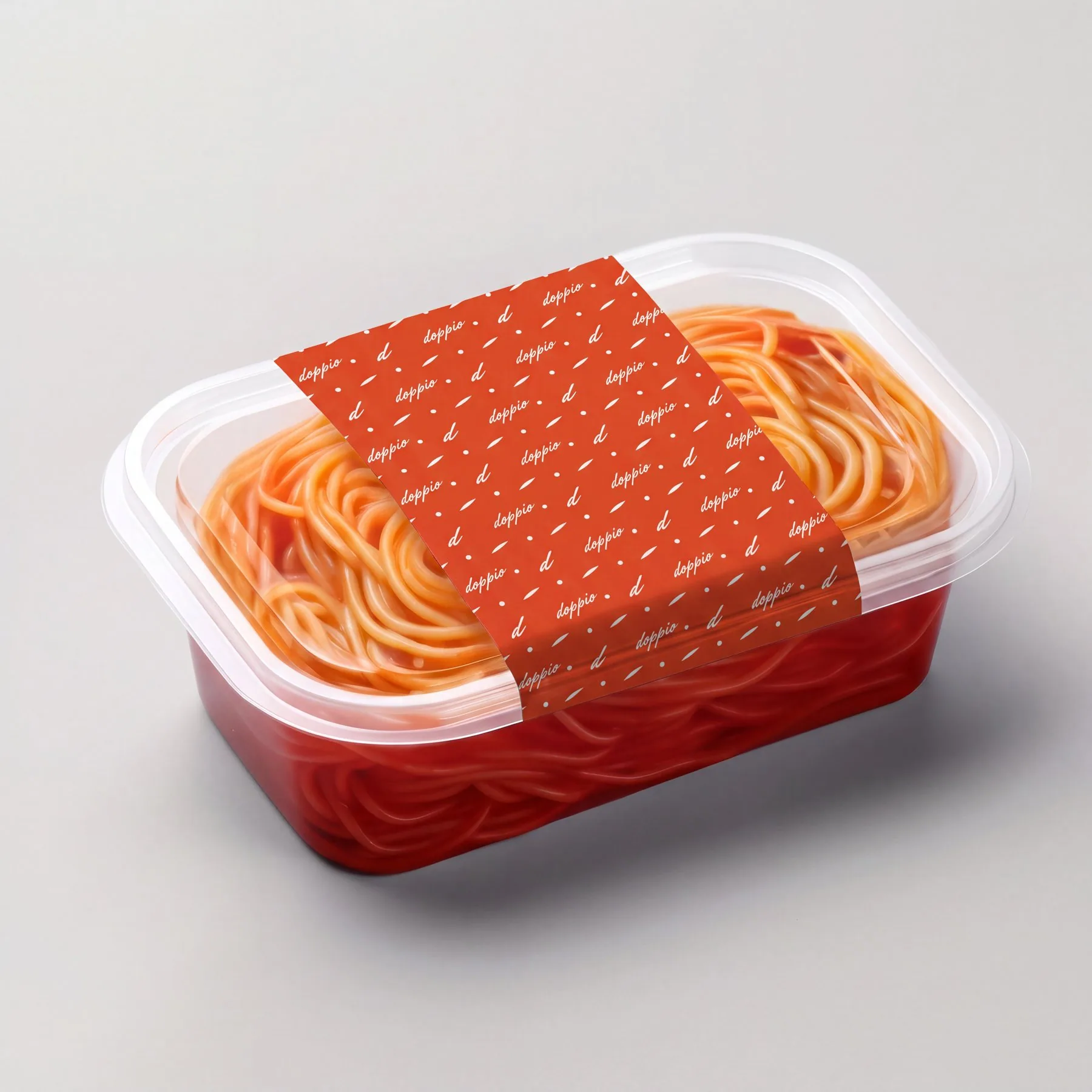 Pasta tray with a full pattern sleeve