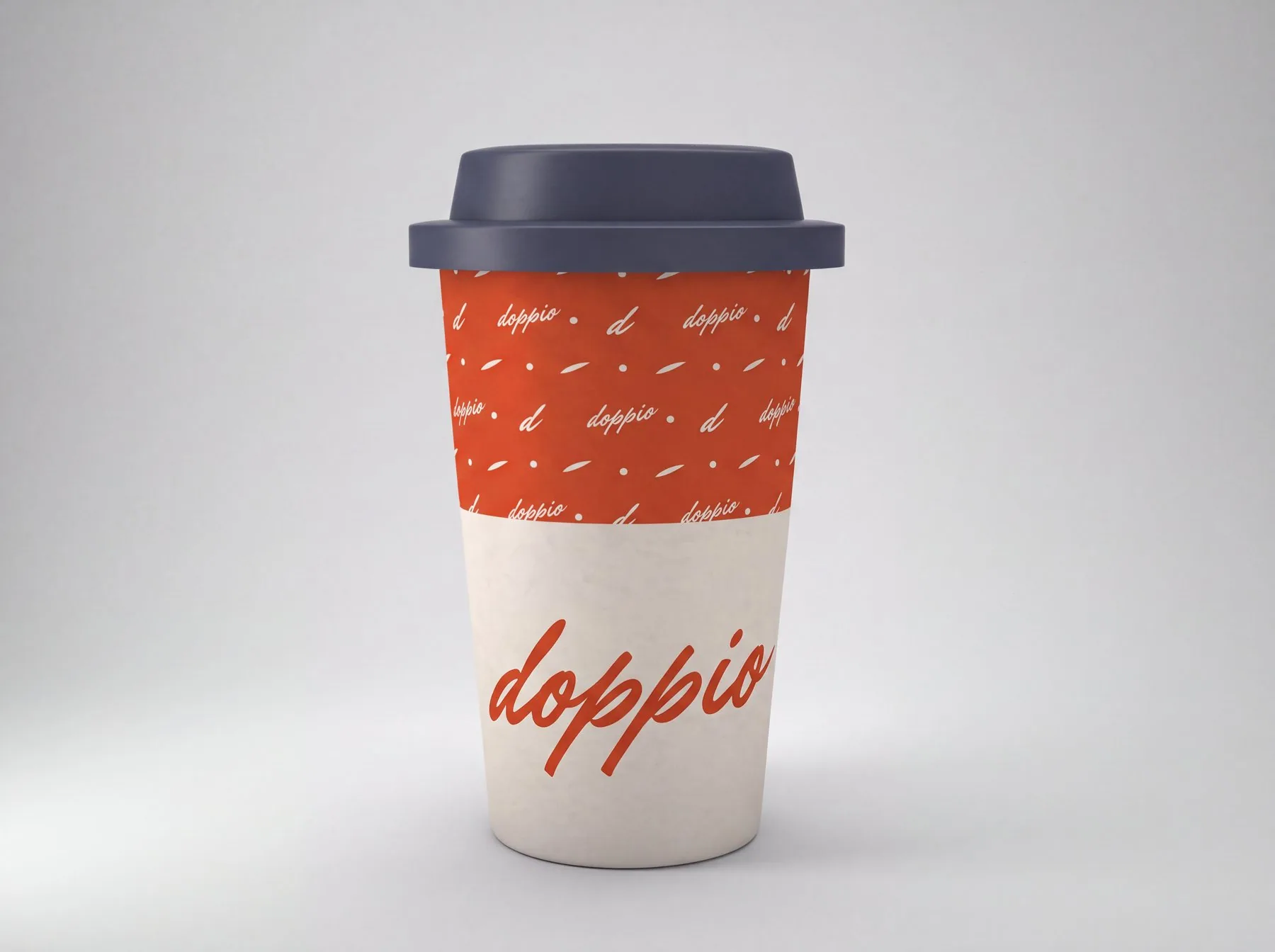 Double-wall cup: pattern band and the brush logo