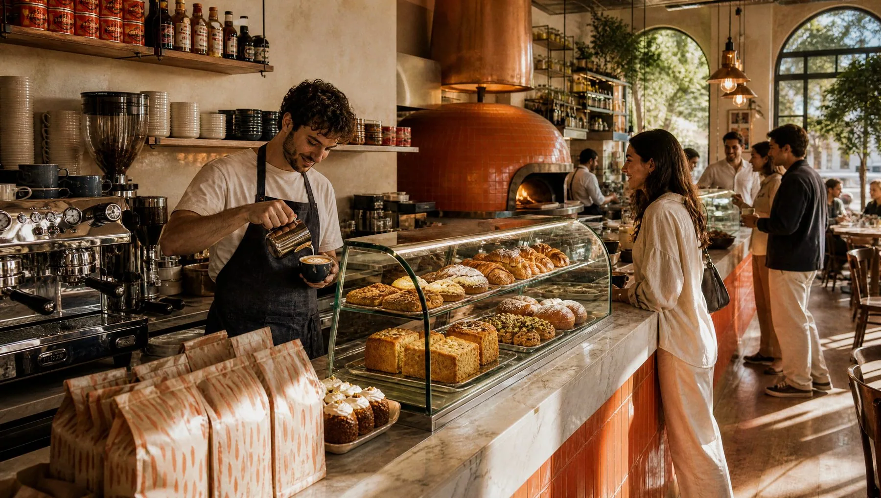 Morning at the coffee and pastry station