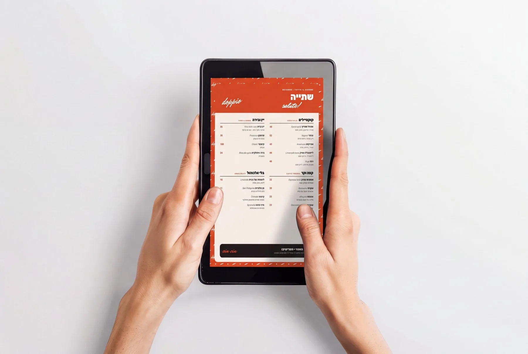Holding the drinks menu