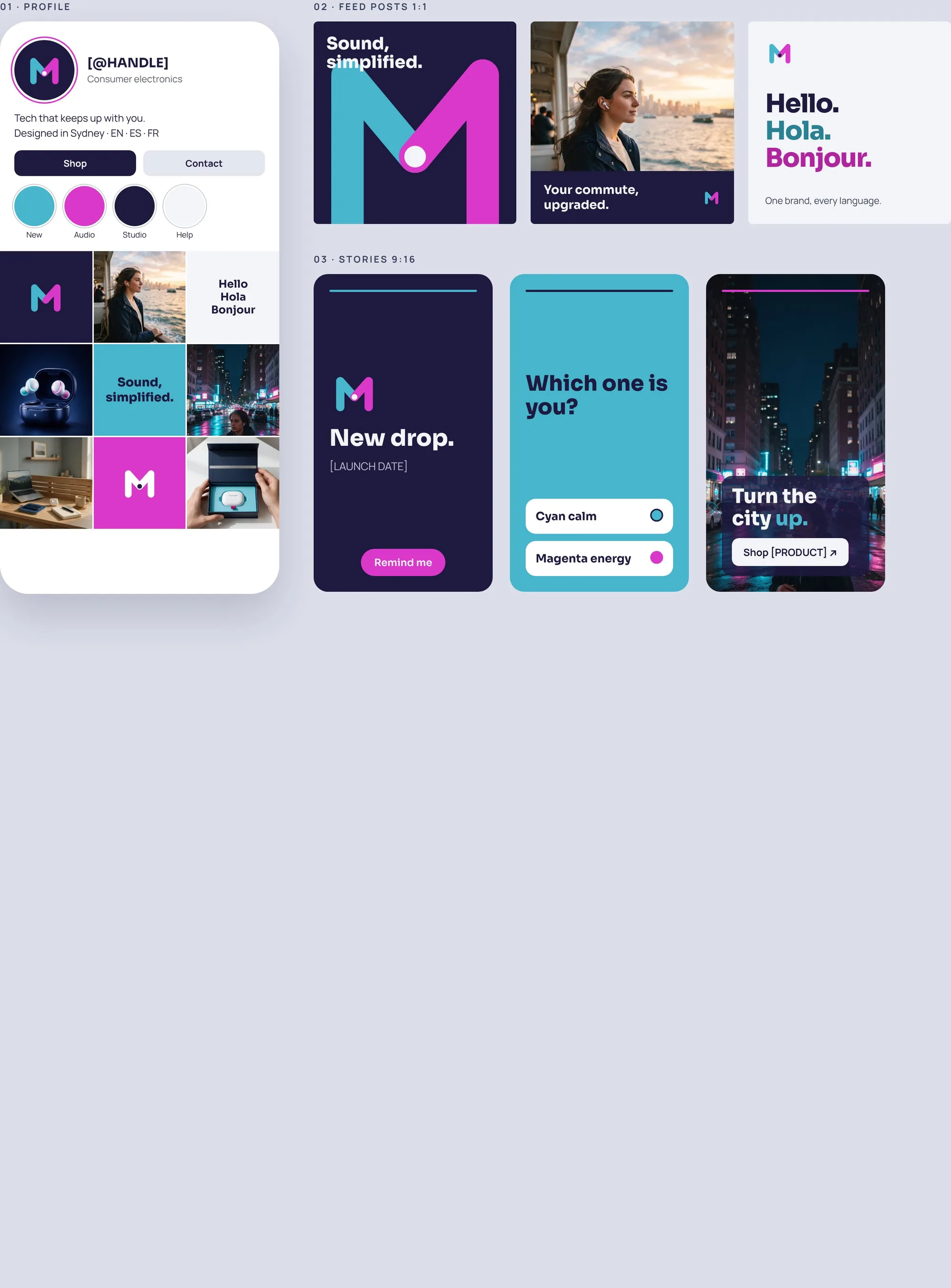 Instagram profile, feed posts and stories for Mody