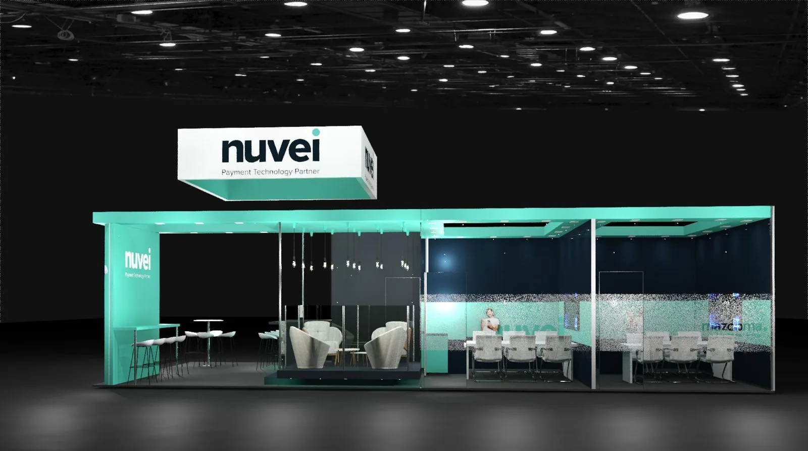 Nuvei booth render, teal version