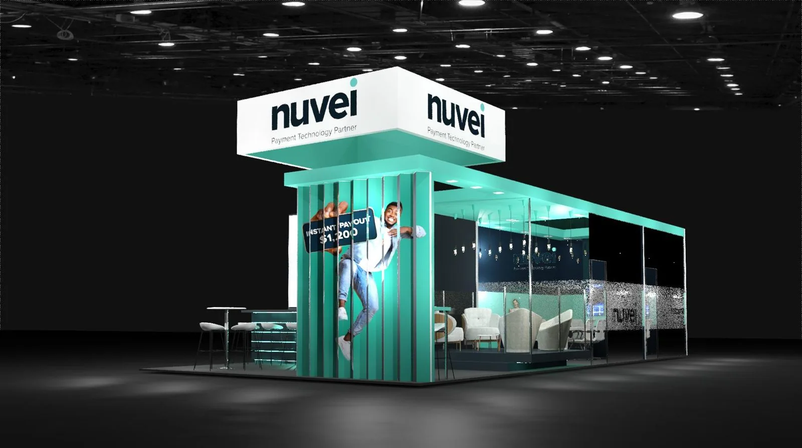 Nuvei booth render, teal version