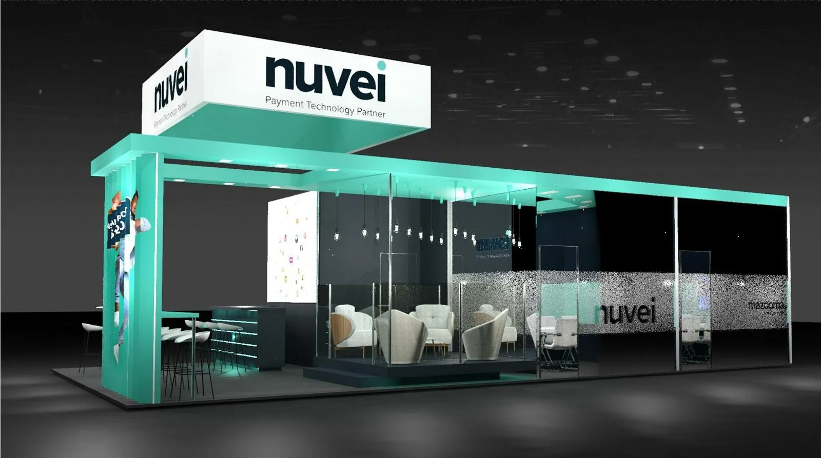 Nuvei booth render, teal version