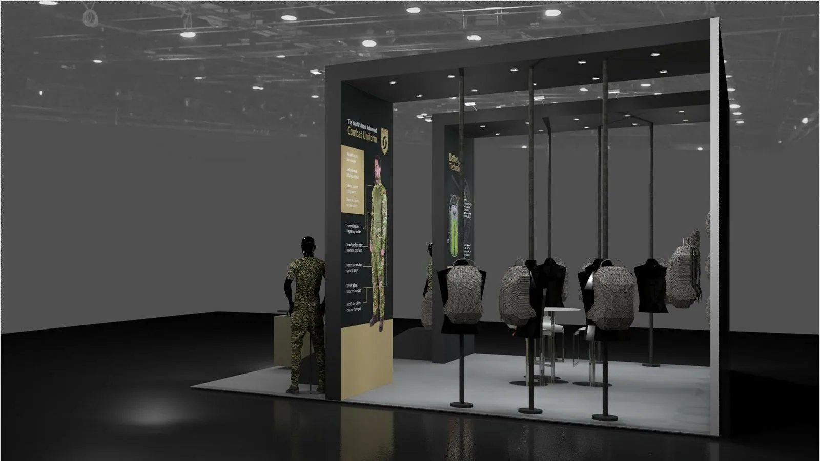 SOURCE Tactical Gear black and gold booth render