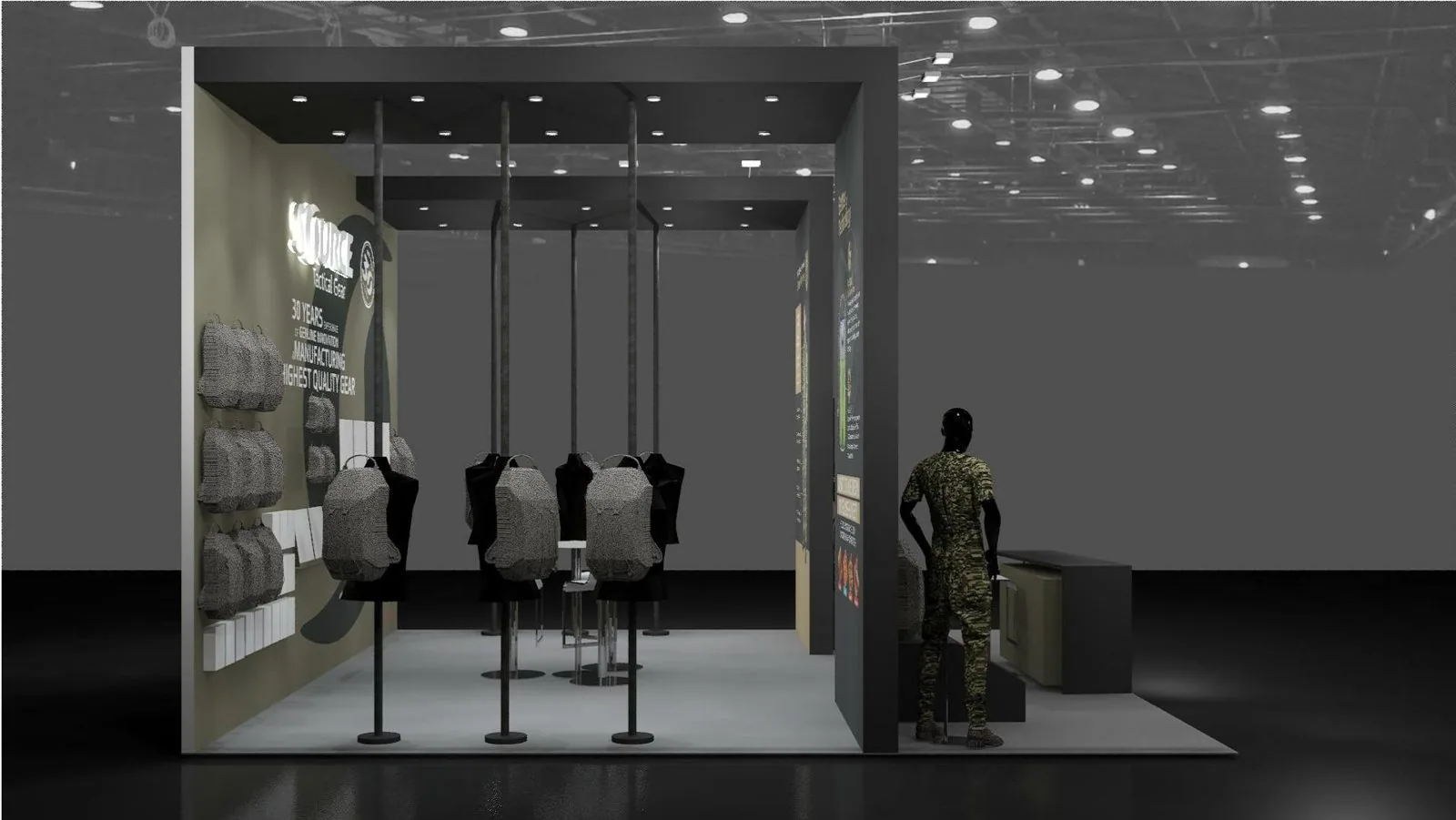 SOURCE Tactical Gear black and gold booth render